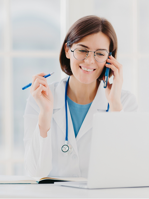 Doctor on phone